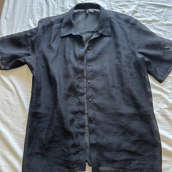 Black mesh🕸️button-down sheer topper - Picture 1 of 5